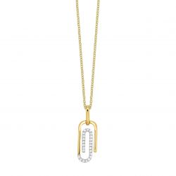 Front View Yellow Gold and Diamond Paperclip Pendant
