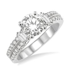 Round Shape Semi-Mount Diamond Engagement Ring