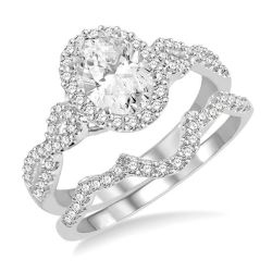 Oval Shape Diamond Wedding Set