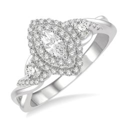 Marquise Shape Semi-Mount Diamond Engagement Ring