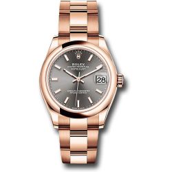 *Previously Enjoyed* Rolex Everose Gold Datejust 31 Watch - Domed Bezel - Rhodium Index Dial - Oyster Bracelet