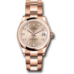 *Previously Enjoyed* Rolex Everose Gold Datejust 31 Watch - Domed Bezel - Rosé Diamond Dial - Oyster Bracelet