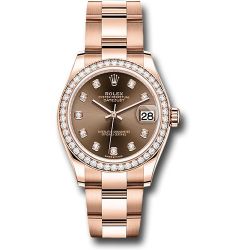  Rolex Everose Gold Datejust 31 Watch - Diamond Bezel - Chocolate Diamond Dial - Oyster Bracelet