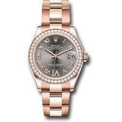  Rolex Everose Gold Datejust 31 Watch - Diamond Bezel - Rhodium Diamond Six Dial - Oyster Bracelet