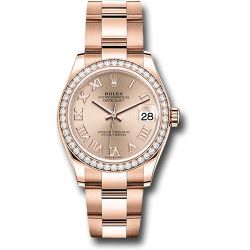 *Previously Enjoyed* Rolex Everose Gold Datejust 31 Watch - Diamond Bezel - Rosé Roman Dial - Oyster Bracelet