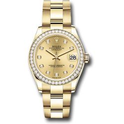 *Previously Enjoyed* Rolex Yellow Gold Datejust 31 Watch - Diamond Bezel - Champagne Diamond Dial - Oyster Bracelet