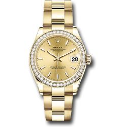 *Previously Enjoyed* Rolex Yellow Gold Datejust 31 Watch - Diamond Bezel - Champagne Index Dial - Oyster Bracelet