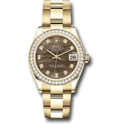 *Previously Enjoyed* Rolex Yellow Gold Datejust 31 Watch - Diamond Bezel - Dark Mother-of-Pearl Diamond Dial - Oyster Bracelet