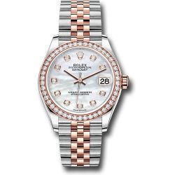 *Previously Enjoyed*  Rolex Steel and Everose Gold Datejust 31 Watch - 46 Diamond Bezel - Mother-of-Pearl Diamond Dial - Jubilee Bracelet