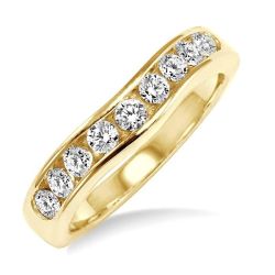 Channel Set Diamond Curved Wedding Band