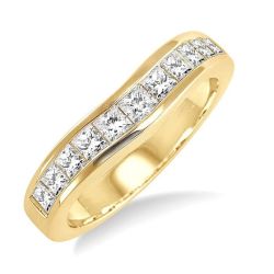 Channel Set Diamond Curved Wedding Band