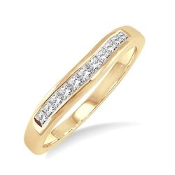 Channel Set Diamond Curved Wedding Band