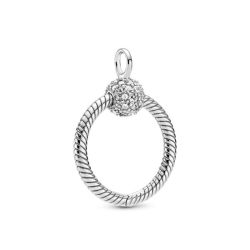 Silver Small O Charm Carrier with Clear Zirconia