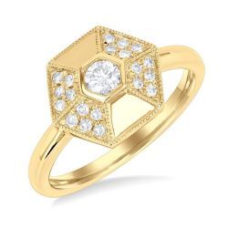 Hexagon Shape Diamond Fashion Ring