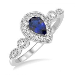 Pear Shape Gemstone & Diamond Ring