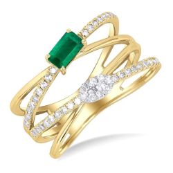 Criss Cross Gemstone & Shine Bright Diamond Fashion Ring