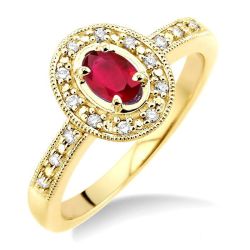 Oval Shape Gemstone & Diamond Ring