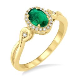 Oval Shape Gemstone & Diamond Ring