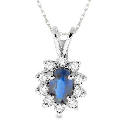 OVAL SHAPE GEMSTONE & DIAMOND PENDANT