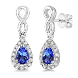 Pear Shape Gemstone & Diamond Earrings