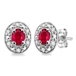 OVAL SHAPE GEMSTONE & DIAMOND EARRINGS