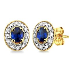 OVAL SHAPE GEMSTONE & DIAMOND EARRINGS