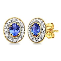 OVAL SHAPE GEMSTONE & DIAMOND EARRINGS