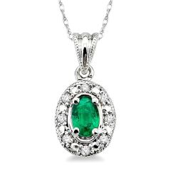 Oval Shape Gemstone & Diamond Pendant