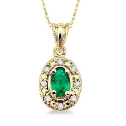 Oval Shape Gemstone & Diamond Pendant