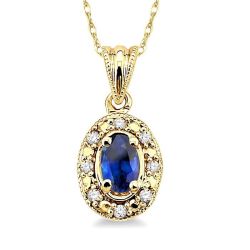 Oval Shape Gemstone & Diamond Pendant