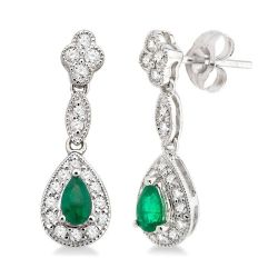 Pear Shape Gemstone & Diamond Earrings