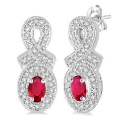 OVAL SHAPE GEMSTONE & DIAMOND EARRINGS