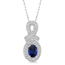 Oval Shape Gemstone & Diamond Pendant