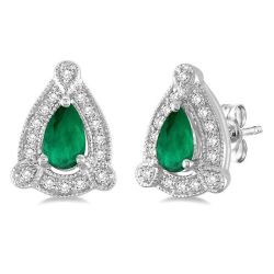 Pear Shape Gemstone & Diamond Earrings