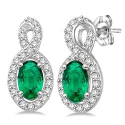 Oval Shape Gemstone & Diamond Earrings