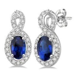 Oval Shape Gemstone & Diamond Earrings