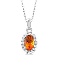 Oval Shape Gemstone & Halo Diamond Pendant