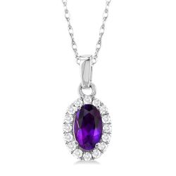 Oval Shape Gemstone & Halo Diamond Pendant