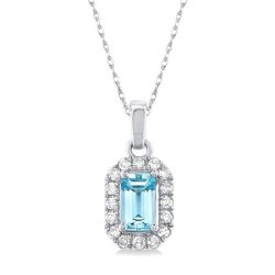 Emerald Shape Gemstone & Halo Diamond Pendant