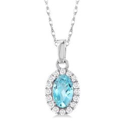 Oval Shape Gemstone & Halo Diamond Pendant