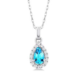 Pear Shape Gemstone & Halo Diamond Pendant