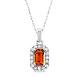 Emerald Shape Gemstone & Halo Diamond Pendant