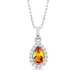 Pear Shape Gemstone & Halo Diamond Pendant