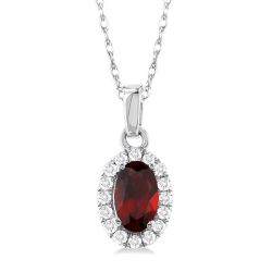 Oval Shape Gemstone & Halo Diamond Pendant