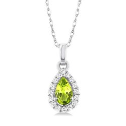 Pear Shape Gemstone & Halo Diamond Pendant