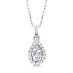 Pear Shape Gemstone & Halo Diamond Pendant