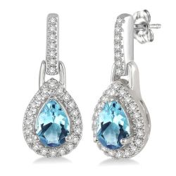 Pear Shape Gemstone & Diamond Earrings