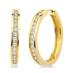 CHANNEL SET DIAMOND HOOP EARRINGS