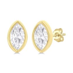 Marquise Shape Bezel Set Petite Diamond Fashion Earrings