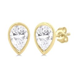 Pear Shape Bezel Set Petite Diamond Fashion Earrings